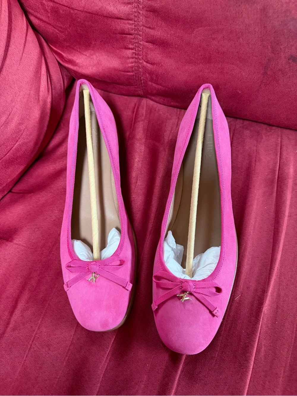 Naturalizer Hot Pink Suede Ballet Flats with Bow